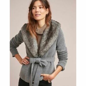 Anthropologie Bois du Boulogne Cardigan with Faux Fur